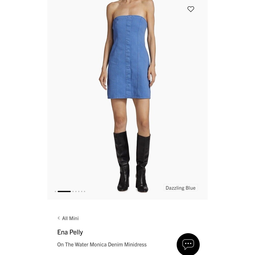 NIB Ena Pelly Monica Denim Mini Dress, Strapless, Dazzling Blue, Sz US 12/Au 16